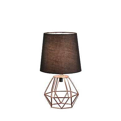 ELEMENT ACE Geometric Metal Table Lamp with Copper Finish and Black Shade