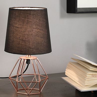 ELEMENT ACE Geometric Metal Table Lamp with Copper Finish and Black Shade