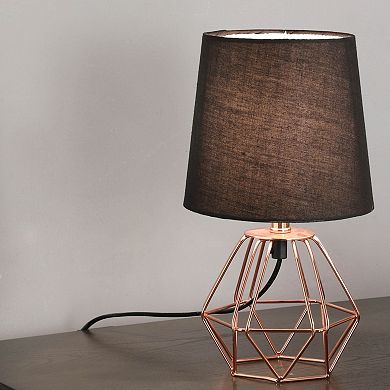 ELEMENT ACE Geometric Metal Table Lamp with Copper Finish and Black Shade