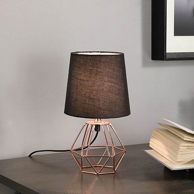 ELEMENT ACE Geometric Metal Table Lamp with Copper Finish and Black Shade