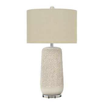 ELEMENT ACE Contemporary Ceramic Table Lamp with Textured Body and Fabric Shade