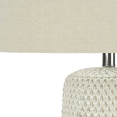 ELEMENT ACE Contemporary Ceramic Table Lamp with Textured Body and Fabric Shade