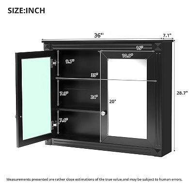 ELEMENT ACE Wall Mounted Bathroom Storage Cabinet with Adjustable Shelves and Mirrors