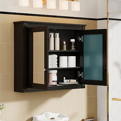 ELEMENT ACE Wall Mounted Bathroom Storage Cabinet with Adjustable Shelves and Mirrors