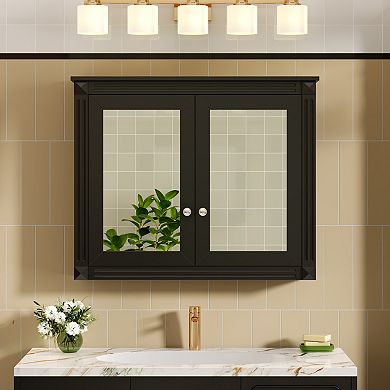 ELEMENT ACE Wall Mounted Bathroom Storage Cabinet with Adjustable Shelves and Mirrors