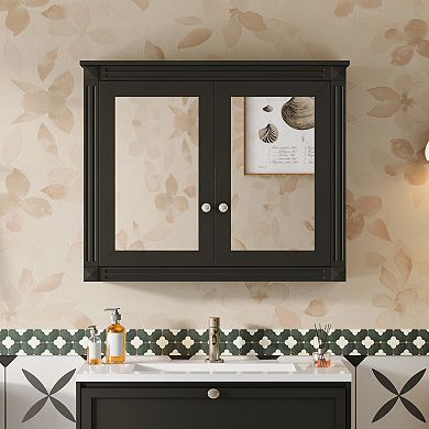 ELEMENT ACE Wall Mounted Bathroom Storage Cabinet with Adjustable Shelves and Mirrors