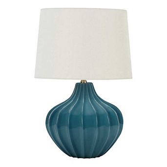 ELEMENT ACE Ceramic Table Lamp with Linen Fabric Shade and Transitional Design