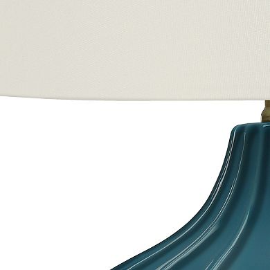 ELEMENT ACE Ceramic Table Lamp with Linen Fabric Shade and Transitional Design