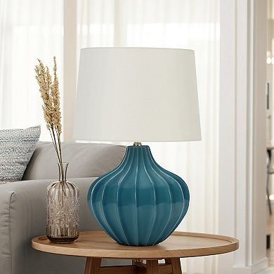 ELEMENT ACE Ceramic Table Lamp with Linen Fabric Shade and Transitional Design