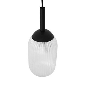ELEMENT ACE Modern Clear Glass Pendant Lamp with Sleek Black Metal Base