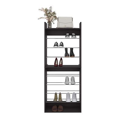 Aline Shoe Rack, 2 Shelves, Black Wengue