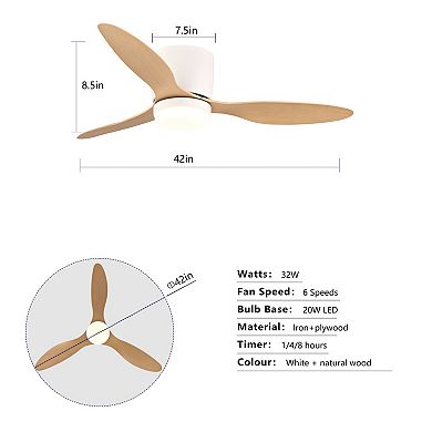 ELEMENT ACE Ultra-Slim Flush-Mount Ceiling Fan with Remote Control and Light