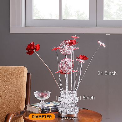 ELEMENT ACE Modern Hexagonal Vase Table Lamp with Floral Design for Living Spaces