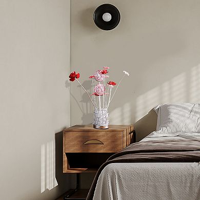 ELEMENT ACE Modern Hexagonal Vase Table Lamp with Floral Design for Living Spaces