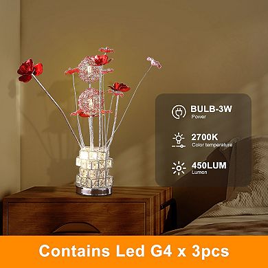 ELEMENT ACE Modern Hexagonal Vase Table Lamp with Floral Design for Living Spaces