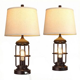 ELEMENT ACE Set of Two USB Table Lamps with Touch Control and Night Lights