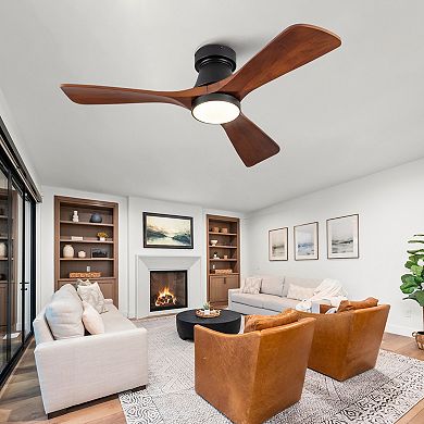 ELEMENT ACE Flush Mount Ceiling Fan with Dimmable LED Light and Reversible Motor