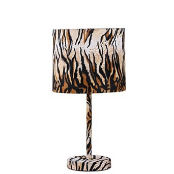 ELEMENT ACE Faux Suede Print Metal Table Lamp with Drum Shade
