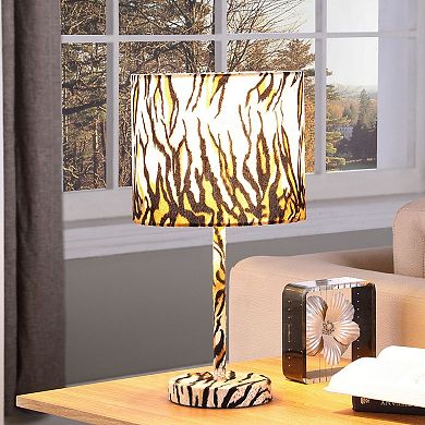 ELEMENT ACE Faux Suede Print Metal Table Lamp with Drum Shade