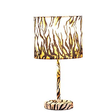 ELEMENT ACE Faux Suede Print Metal Table Lamp with Drum Shade