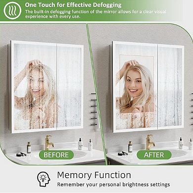 ELEMENT ACE LED Illuminated Bathroom Mirror Cabinet with Anti-Fog and Adjustable Lighting