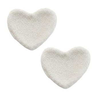 2 pc Heart Shaped Plush Cup Coaster with Soft Textured Fabric and Padded Design