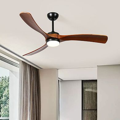 ELEMENT ACE 52 Inch Solid Wood Ceiling Fan with Light and Remote Control