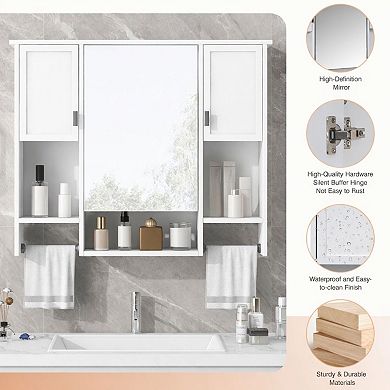 ELEMENT ACE Modern Wall Mounted Storage Cabinet with Mirror and Towel Bar
