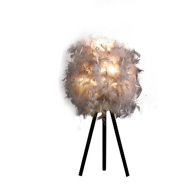 ELEMENT ACE Modern Tripod Table Lamp with Feather Shade and Metal Base