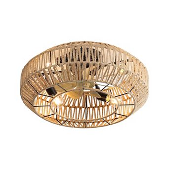 ELEMENT ACE 22 Inch Boho Style Caged Ceiling Fan with Enclosed Rattan Blades