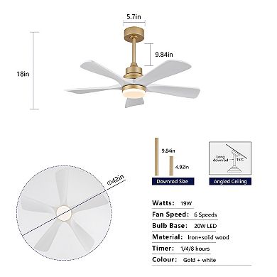 ELEMENT ACE 42 Inch Indoor Ceiling Fan with Dimmable LED Light and Remote Control