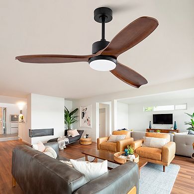ELEMENT ACE 52-Inch Wood Ceiling Fan with Remote Control and Integrated LED Lighting
