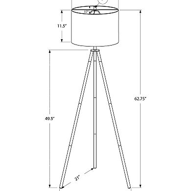 ELEMENT ACE Contemporary Tripod Floor Lamp with Linen Shade and Brass Finish