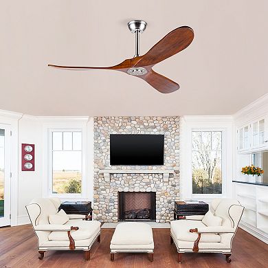 ELEMENT ACE Solid Wood Outdoor Ceiling Fan with Remote Control for Patio Living Room Bedroom