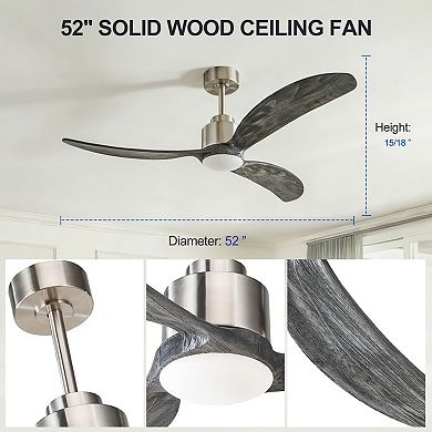 ELEMENT ACE 52-Inch Reversible Quiet DC Motor Ceiling Fan with LED Light and Remote Control