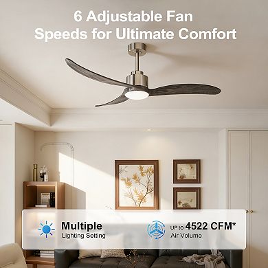 ELEMENT ACE 52-Inch Reversible Quiet DC Motor Ceiling Fan with LED Light and Remote Control
