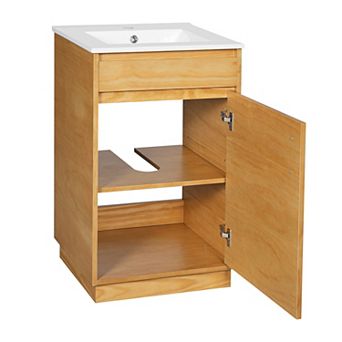 ELEMENT ACE Freestanding Single Bathroom Vanity with Integrated Ceramic Sink and Adjustable Shelf