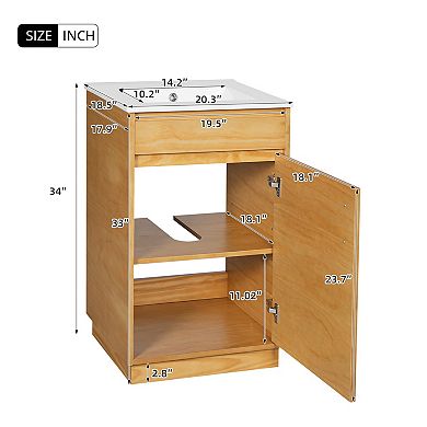 ELEMENT ACE Freestanding Single Bathroom Vanity with Integrated Ceramic Sink and Adjustable Shelf