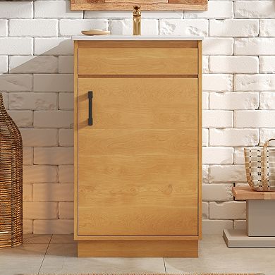 ELEMENT ACE Freestanding Single Bathroom Vanity with Integrated Ceramic Sink and Adjustable Shelf