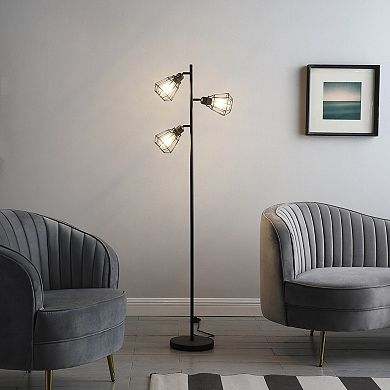 ELEMENT ACE Adjustable Cage Shade Industrial Farmhouse Metal Floor Lamp
