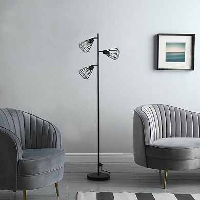 ELEMENT ACE Adjustable Cage Shade Industrial Farmhouse Metal Floor Lamp