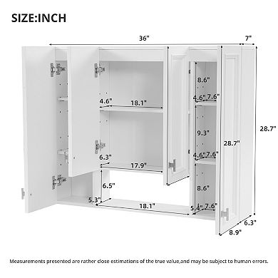 ELEMENT ACE Modern Adjustable Shelves Wall Mounted Bathroom Storage Cabinet with Soft Close Hinges