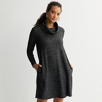 Women's Apt. 9® Long Sleeve Cowl Neck Fitted Swing Dress