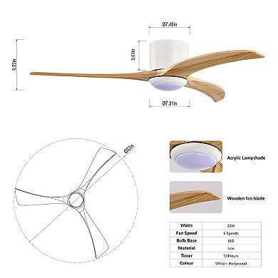 ELEMENT ACE 52-Inch Solid Wood Ceiling Fan with Integrated Light and Remote Control