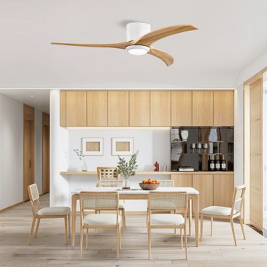 ELEMENT ACE 52-Inch Solid Wood Ceiling Fan with Integrated Light and Remote Control