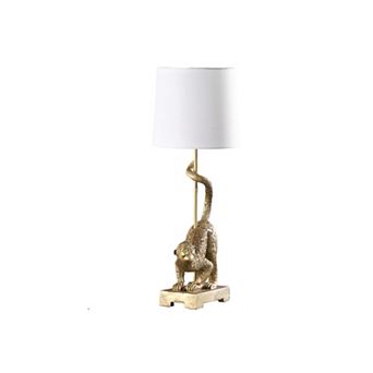 ELEMENT ACE Vintage Wildlife Golden Monkey Figurine Table Lamp with Textured Shade