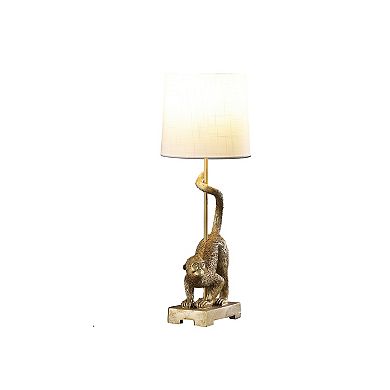 ELEMENT ACE Vintage Wildlife Golden Monkey Figurine Table Lamp with Textured Shade