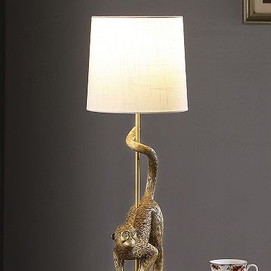 ELEMENT ACE Vintage Wildlife Golden Monkey Figurine Table Lamp with Textured Shade
