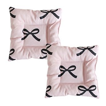 2 pc Quilted Fabric Coaster with Bow Print Decorative Table Protector