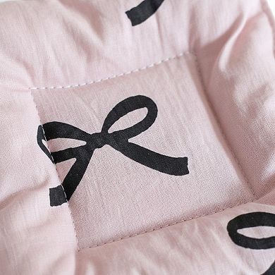 2-PC Quilted Fabric Coaster with Bow Print Decorative Table Protector